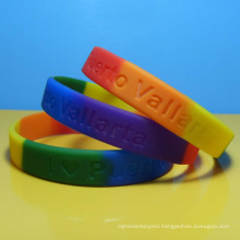 Rainbow color silicone wristbands, Segmented silicone bracelet, LGBTQ pride rubber bracelet